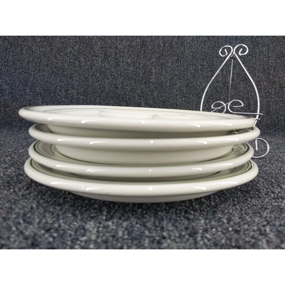 Wellsville Green Band Divided Grill Plates 9.5